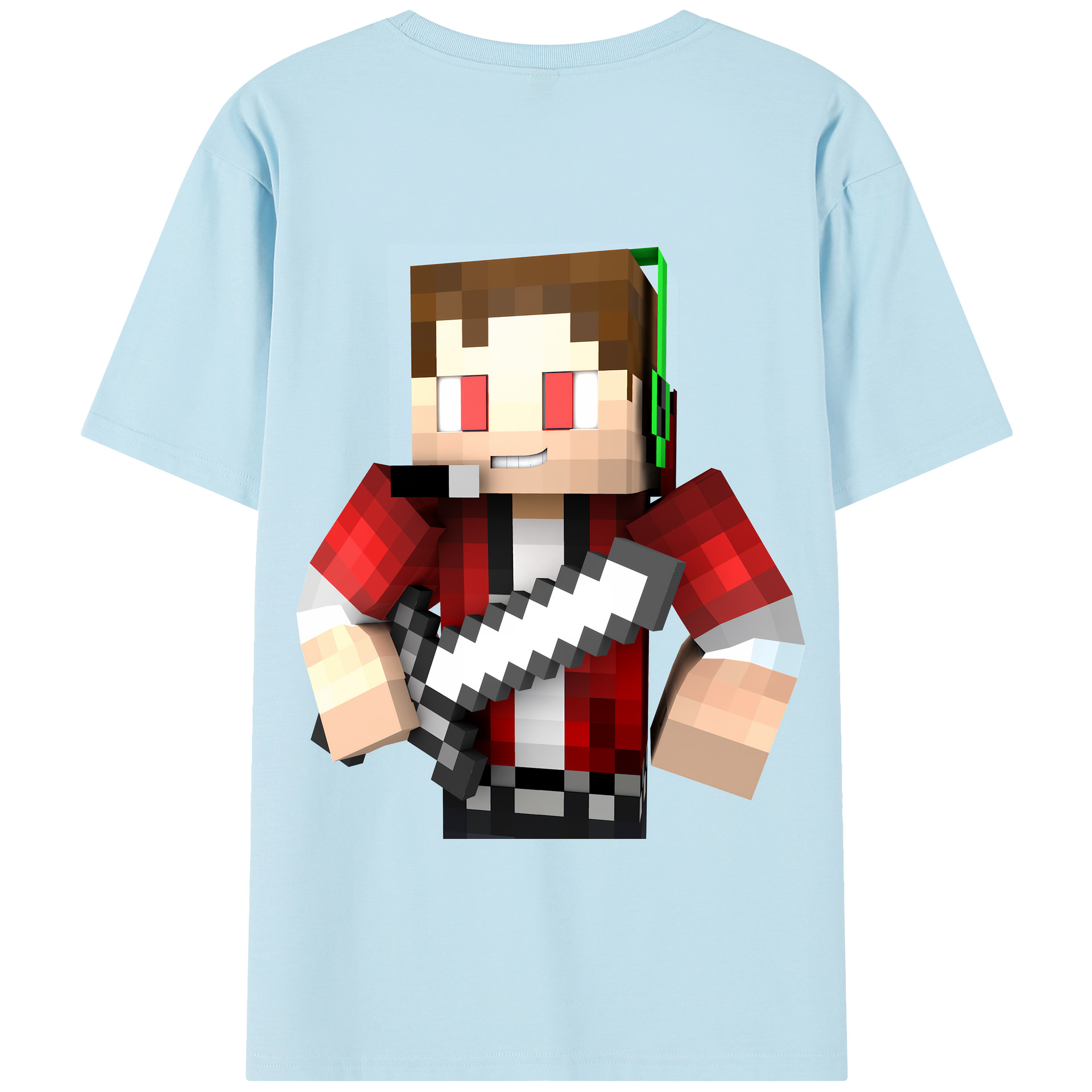 （画像用） マインクラフト ブロックの世界 Minecraft MC Block world 綿100％半袖Tシャツ（背面プリント）